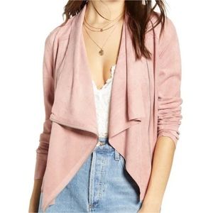 BLANKNYC Drape Front Faux Suede Jacket dusty rose pink